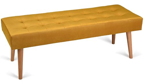 MG Design Polsterbank 45 × 120 cm in Gelb – stabiles Holzgestell, weich gepolstert, samtig-weiche Oberfläche mit dezentem Schimmer, pflegeleicht – für Wohnzimmer, Schlafzimmer & Flur