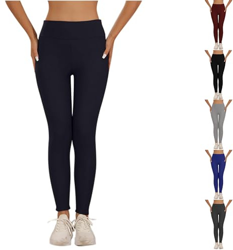 Thermo Leggings Damen Winter Thermoleggings Gefüttert Warme Thermohose Fleece Sportleggins Lang Yogahose Stretch Strumpfhose Blickdicht Leggins Baumwolle Thermohosen Frauen Winterleggings Schwarz XXL
