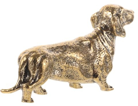 VICASKY Messing Dackel Figur Retro Miniatur Hund Statue Vintage Haustier Ornament für Büro und Zuhause Stabile Feine Verarbeitung Kompakte Tischdekoration