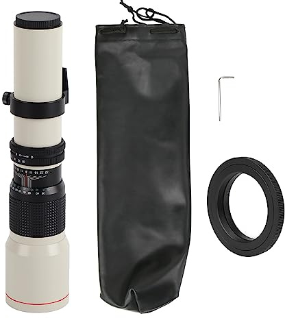 Fyearfly Teleobjetivo F8-F32 de 500 mm para Olympus OM, enfoque manual para vida silvestre y deportes, diseño ligero con anillo adaptador