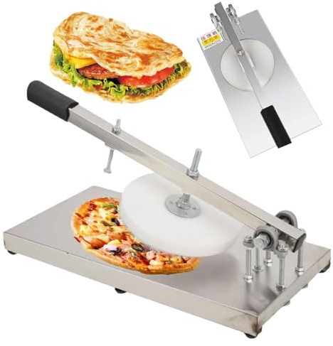 Macchina per impastare la pizza, macchina per dolci in acciaio inox con angolo regolabile, piastra di pressione antiaderente, asta di prolunga per pizza, tortilla, torte, pane