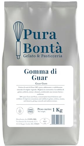 PURA BONTÁ Gomma di Guar 1kg | Addensante Naturale | Senza Glutine, VEGAN, Keto-Friendly, Senza Zuccheri, No OGM | Alto Potere Legante per Dolci, Salse e Gelato | Confezionato in Italia