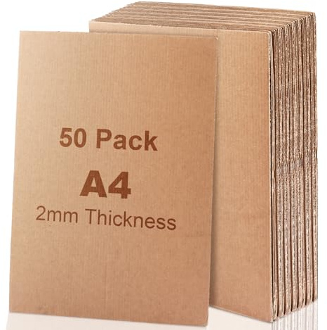 MUXHEL Lot de 50 feuilles de carton ondulé A4 - 2 mm d'épaisseur - 21 x 30 cm - Carton ondulé pour bricolage - Carton épais pour le bricolage et l'artisanat