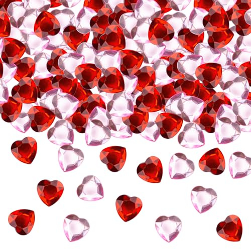 300 Stück Rot Herzen Diamantkristalle, Herz Diamant, Diamantene Hochzeit Konfetti, Rot Rosa Diamanten Herz Deko für Valentinstag Geburtstag Muttertag Party Deko Hochzeit Brautparty