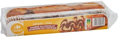 CARREFOUR CLASSIC - Gâteau Marbré au Chocolat Moelleux avec Œufs Frais - Fabriqué en France - le paquet de 475 g - Le Lot De 4