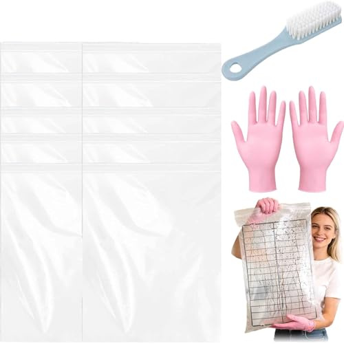 10 Pack Oven Rack Cleaning Bags and Solution Compatible, Heavy Duty Extra Large Leak-Proof No-Scrub Reusable Grill Cleaner for BBQ Grates or Trays (23.6 * 15.7in)