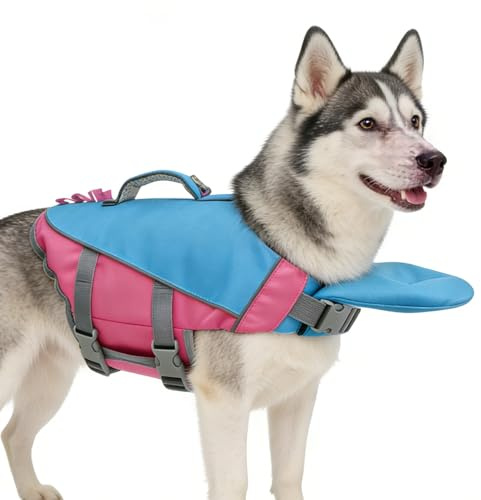 Giubbotto salvagente per cani, con galleggiamento e protezione contro il soffocamento, giubbotto salvagente per cuccioli di piccola e media taglia, per cuccioli, razze piccole, medie e grandi, piscina