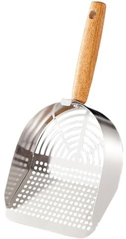 Kattsandskopa – rostfritt stål 30 cm kraftig bajslyftare, ergonomiskt långt handtag rengöringsverktyg, husdjursavfall med hållbar metallkonstruktion | hygienisk inomhuslåda underhållslösning