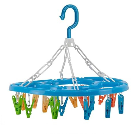 Round Laundry Peg Hanger 32cm Clothes Drying Rack Plastic Sock Underwear Dryer Assorted Colours