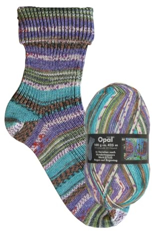 Opal Hundertwasser (425 m) 4-lagers garn – ullblandning, för stickning varma strumpor med unika färgmönster, 2106, 1 x 100 g