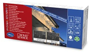 Konstsmide LED Dachrinnenlichterkette, Bogenform, 96 bernsteinfarbene Dioden, 24V Außentrafo, weißes Kabel - 2748-802