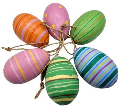 kadoh Holzei Holzanhänger (Set/6) bunt Gemustert Ostern Osterdeko Osterei