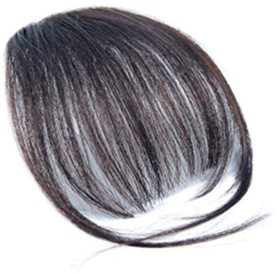 Minkissy Clip im Haar Pony Fransen Haarteile Echthaarverlängerungen für Mädchen Frauen (natürliche Farbe)