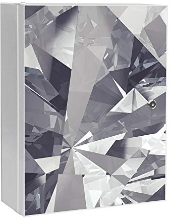 banjado Medizinschrank abschliessbar mit Motiv Facetten Monochrome 35x46x15cm - großer Arzneischrank für die Hausapotheke - Medikamentenschrank aus Metall zur Medikamenten Aufbewahrung