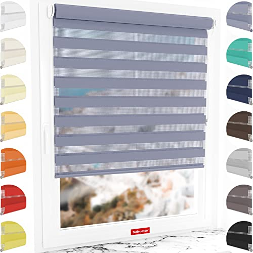 Schuette® Rollo ohne Bohren & mit Bohren 2in1 ● Tag & Nacht Doppelrollo Kollektion: Blooming Iris (Violett) ● 75 x 150 cm (Breite x Höhe) ● Suprafix Klemmrollo = Klemmfix 2.0 ● 60s Montage mit Video