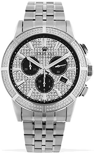 LOUIS XVI Majesté Iced Out 1038 - Ø43 mm - Herren Uhr - Wasserdicht - Mit Saphirglas - Armband Silber - Zifferblatt CZ-Diamanten - Schweizer Quarzwerk