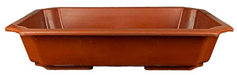 Vaso Cinese rettangolare in plastica marrone per bonsai 38,5x27,5x9,5 cm - H400C