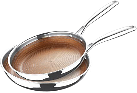 MasterPRO GIRO - Set di padelle ibride 2 pezzi (20 cm e 24 cm) - Rivestimento antiaderente ILAG a 3 strati - Struttura a nido d'ape antigraffio - Induzione e forno - Senza PFAS/PFOA/PTFE