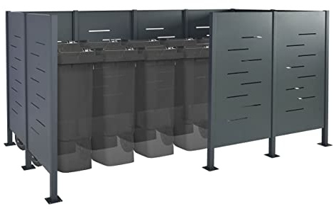 Mülltonnen-Zaun HWC-J55, Mülltonnenverkleidung Mülltonnenaufbewahrung, 151x326x166 Metall - anthrazit