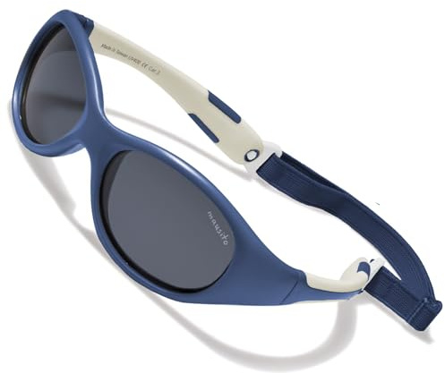 Mausito Occhiali da sole bambini 2-4 anni & 5-8 anni | FLESSIBILI Occhiali da sole bambino 100% PROTEZIONE UV | Fascia regolabile e rimovibile | Senza BPA (Blu Marino, 2-4 anni)