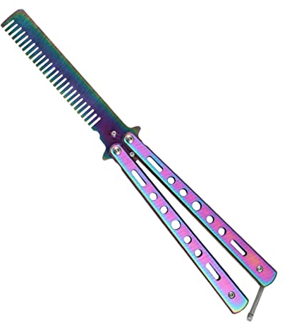 MAKIE Butterfly Balisong Trainer Übung Messer Kamm, Folding Schmetterlings Trainer, Butterfly Trainingsschneider Haarkamm im Freien Camping-Praxis-Tool, Trainer Butterfly Comb Knief