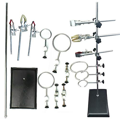 Laborständer laborstativ Set, Laborständer Halterungen Labor Unterstützung Edelstahl & Gusseisen stativmaterial Kolbenklemme Kondensatorrohr Stativklemme (60CM)