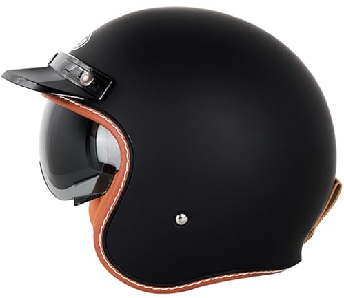 Motorradhelm, Jethelm Vintage Motorrad Halbschalenhelm mit Visier Brille ECE 22-05 Zertifiziert Herren Damen Scooter Roller Cruiser Chopper Moped Fahrrad SchutzHelm