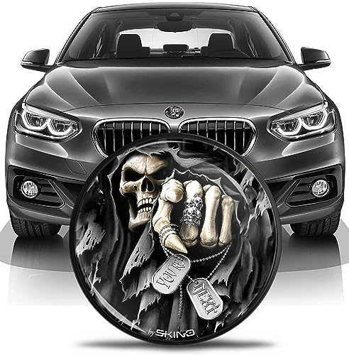 Tuning Emblem für Fronthaube und Kofferraum 82mm Kompatibel mit BMW Emblem 51147057794 Totenkopf EN 30