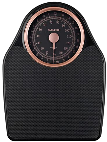Salter 145 RGFEU16 Bilancia meccanica Doctor Style - capacità massima 150 Kg, quadrante di facile lettura con puntatore rotante, ampia piattaforma con tappetino in vinile, senza batteria, oro rosa