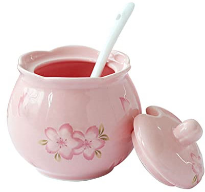 Tarro de especias de porcelana, azucarero, azucarero de cerámica con tapa y jarra de leche, tarro de azúcar for crema, juego de café, jarra de crema, jarra de leche rosa y azucarero ( Color : Pink , S
