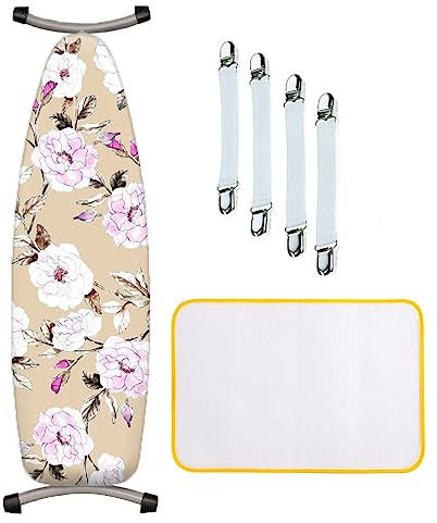 Bügelbrettbezug Extra Groß, XXL 150x50 cm für Dampfbügeleisen - Bügelbrett Bezug extra Soft mit 100% Baumwolle, 4 Bezugsspanner