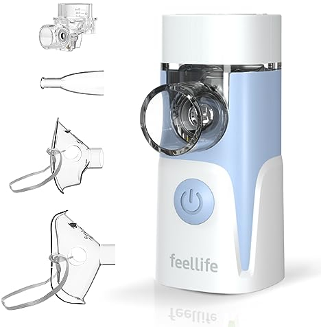 FEELLIFE Inhalateur pour Enfant et Adulte, Rechargeable Nebulisateur Silencieux, Inhalateur Respiratoire pour Traitement de la toux, de l'Asthme et Maladies Respiratoires-Bleu