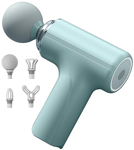 Massagepistole,RYKKZ Tragbar Muskel Massagegerät,6 Stufen + AI-Technologie,4 Massageköpfe,2400mAh Batterie bis zu 3500 U/min, elektrisches Handmassagegerät, Geschenk für Männer und Frauen
