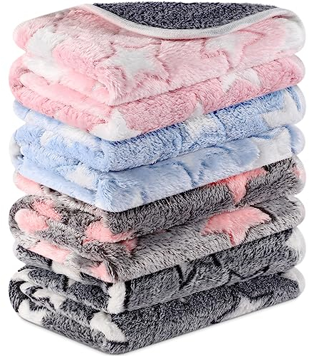 Namalu 4 Wasserdicht Meerschweinchen Fleecedecken Klein Waschbar Hundedecke Saugfähig Meerschweinchen Käfig Einlagen Wiederverwendbar PIPI Pads Schlaf Kuscheldecke (Süß Stern Muster, 30 x 30 cm)
