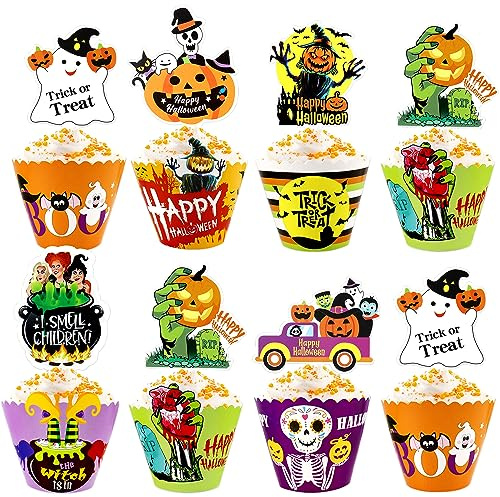 Blumomon 36 Stück Halloween Kuchen Dekoration - Horror Elemente, Party Deko, Cartoon Muster für Kuchen