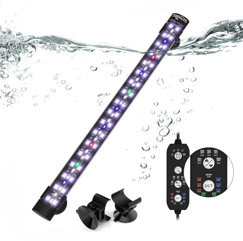 SEAOURA Aquarium Led Beleuchtung mit 24/7-Zyklus, Aquarium licht mit Timer, automatischer Ein-/Ausschaltung, Vollspektrum + 7 Einzelfarben, 10 Helligkeitsstufen, für Aquarium (38cm)
