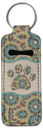 Suobstales Boho Mandala Print Chapstick Holder Dog Paw Design Lipstick Holders Lip Balm Holster Portable Pocket Lip Gloss Tube Holder Gifts Bags for Girl Women Men Accessories