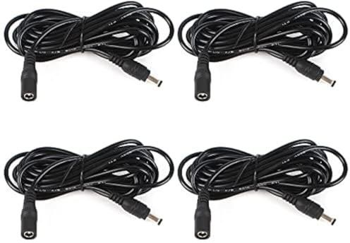 4 PCS Cable DC Tira de Led 12V Cable DC 12V Cable de Extensión de Alimentación 12V Extensión Prolongador Cable Eléctrico Alargador 12V 3M para LED Cámara Adaptador de Corriente Coche Monitores