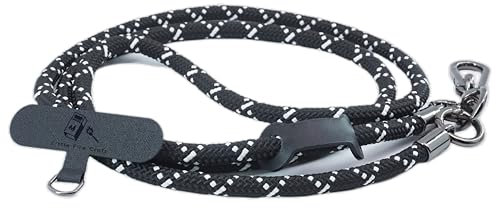 Little Fire Craft Phone Lanyard Universal Cell Phone Strap Crossbody Strap for iPhone Lanyard Around the Neck Extra Long Rope with Tether Tab for Men and Women (White on Black)
