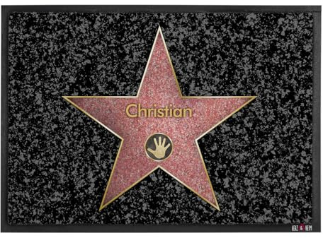 Herz & Heim® Personalisierte Fußmatte - Walk of Fame - dein Hollywood Stern ein tolles Geburtstagsgeschenk 70 cm x 50 cm (B/H)