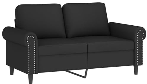 vidaXL Sofa 2-Sitzer, Loungesofa Couch mit Armlehnen Rückenkissen, Wohnzimmersofa Designsofa Metallgestell, Sitzmöbel Zweisitzer, Schwarz Samt