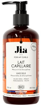 Jia Paris – Lait Capillaire – 250ml – Cheveux Ondulés & Bouclés – Aloe Vera Bio, Huiles Végétales & Karité – Vegan, Made in France