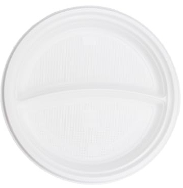 Commerline Plasttallrikar | 500 Stycken 2-delad | Återanvändbara Ø 22 cm Plasttallrikar | Partytallrik Partytjänst Plastbordstallrikar Diskmaskinssäkra
