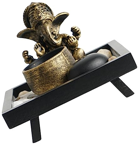 Elefanten Buddha Kerzenständer Dekoration aus Kunstharz Gold