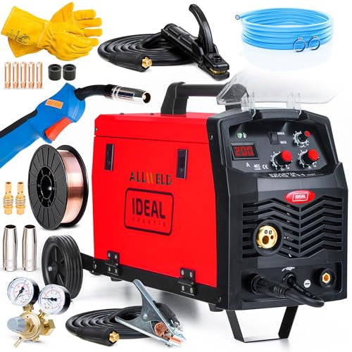 IDEAL Praktik MIG 211 LED - 200A 3 in 1 Professionale Saldatrice a filo continuo con gas - Saldatura: MIG/MAG, MMA, Flux, Saldobrasatura - Tecnologia IGBT (Basic)