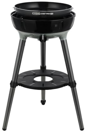 CADAC Carri Chef 40 BBQ/Chef Pan Combo 30mBar - Grille Barbecue Camping Gaz - Noir - Vert - Cuisine Camping - Accessoire Camping
