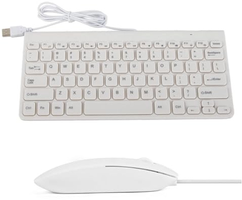 Small Wired Keyboard and Mouse, 284 * 134 * 18mm / 11.2 * 5.3 * 0.7inch Ultra Thin USB Wired Keyboard Optical Mouse Mice Set Combo for PC Laptop Desktop white