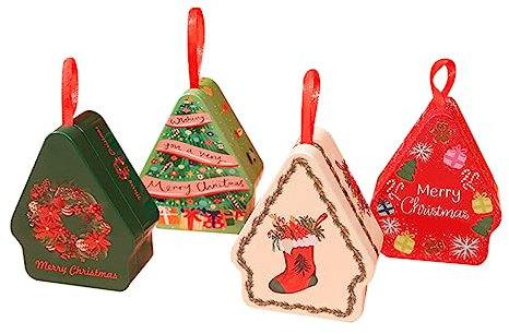 PRETYZOOM 4pezzi Scatola Di Latta Per Biscotti Contenitori Per Biscotti Coperchio Scatole Regalo Per Natale Piccola Scatola Regalo Per Dolci e Regali