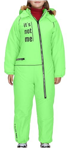Ybing Mono de nieve para niños, impermeable, mono de esquí, más grueso, cálido, mono de esquí transpirable con capucha, bloque de color, mono termico de una pieza, impermeable, con rayas reflectantes