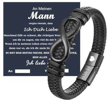 Gkmamrg Männer Geschenke Ehemann Freund - Jahrestag ich liebe dich Lederarmbänder Männergeschenke (Liebe)